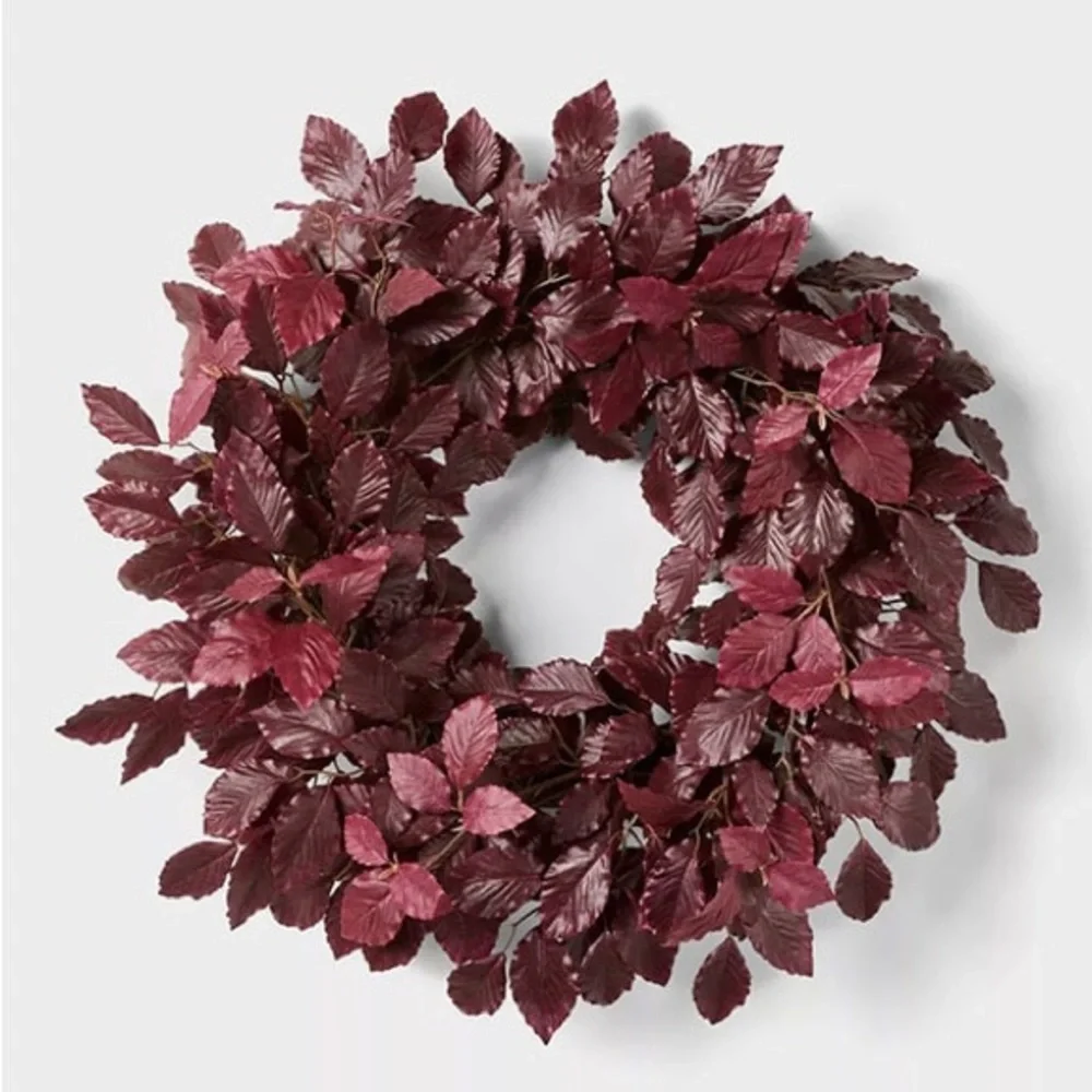 Artificial Leaf Wreath Burgundy - Studio McGee